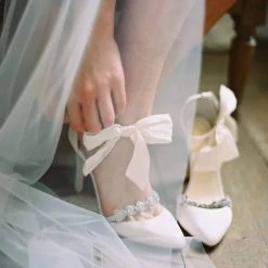 OLIVIA IVORY Wedding Ivory Bridal Shoes With Bows & Jewels