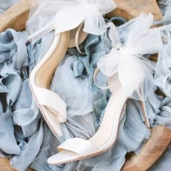 ELISE Ivory Wedding Shoes With Bow Tulle