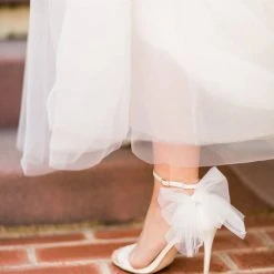 ELISE Ivory Wedding Shoes With Bow Tulle