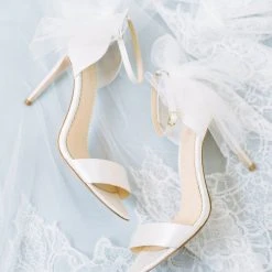 ELISE Ivory Wedding Shoes With Bow Tulle