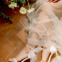 ELISE Ivory Wedding Shoes With Bow Tulle