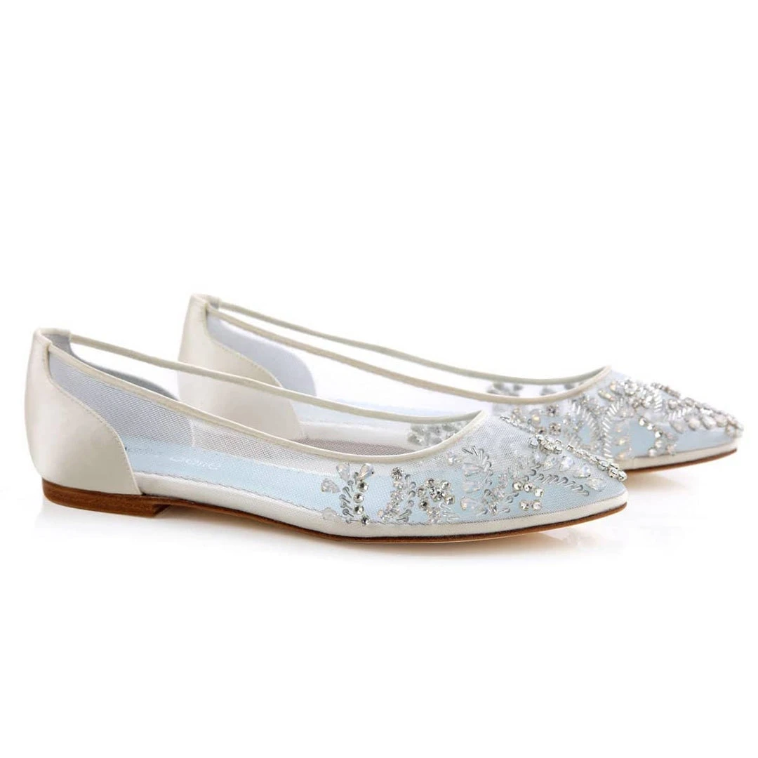 WILLOW Embellished Crystal Flat Shoes For Wedding 1 WILLOW Embellished Crystal Flat Shoes For Wedding