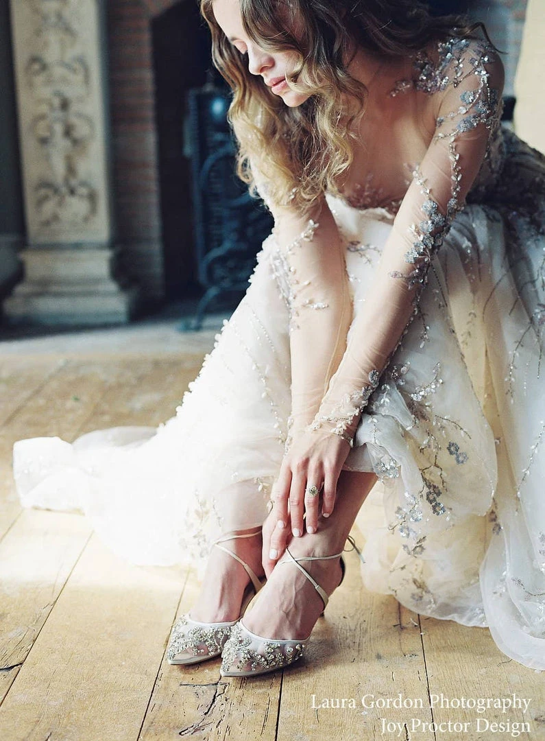 FRANCES IVORY Kitten Heel Wedding Shoes Ivory With Crystals 8 FRANCES IVORY Kitten Heel Wedding Shoes Ivory With Crystals