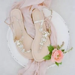 LUNA Strappy Gold Sandals Jewel Wedding Shoes