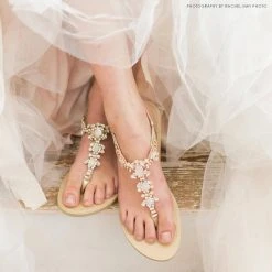 LUNA Strappy Gold Sandals Jewel Wedding Shoes