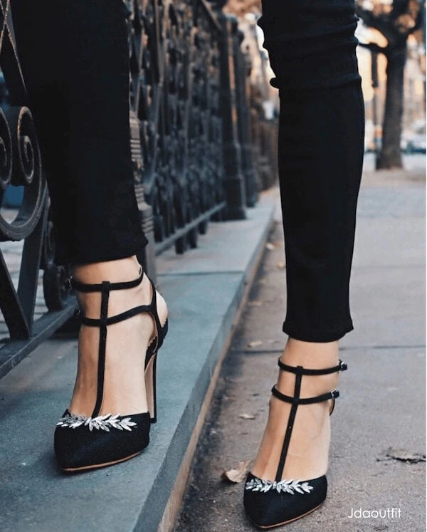 PAYGE Crystal Embellished Heels, T Strap Pumps Evening 2 PAYGE Crystal Embellished Heels, T Strap Pumps Evening