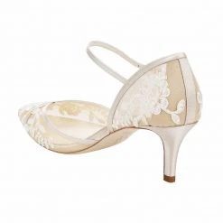 CANDICE NUDE Bridal Nude Kitten Heel Pumps With Lace Wedding