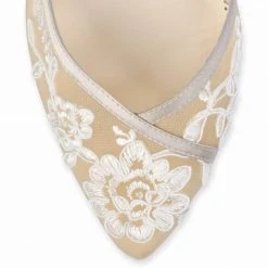 CHELSEA Lace Nude Block Heel Wedding Shoe