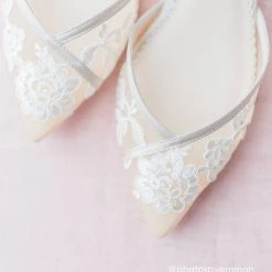 CELIA Lace Nude D'orsay Flats For Weddings