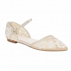 CELIA Lace Nude D'orsay Flats For Weddings 11 CELIA Lace Nude D'orsay Flats For Weddings