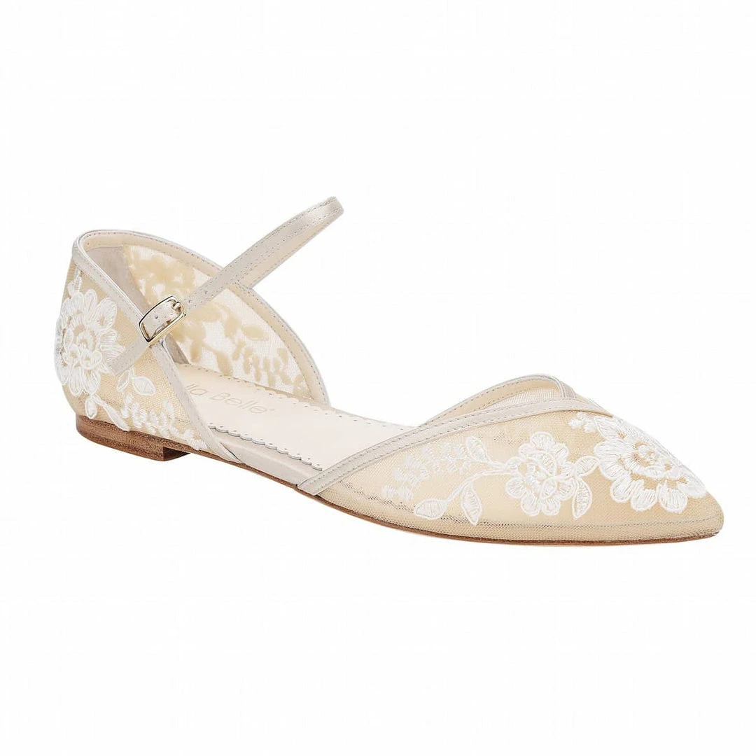 CELIA Lace Nude D'orsay Flats For Weddings 3 CELIA Lace Nude D'orsay Flats For Weddings