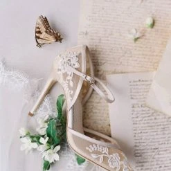 CLAUDIA Nude Lace Heels D'Orsay Wedding Shoes