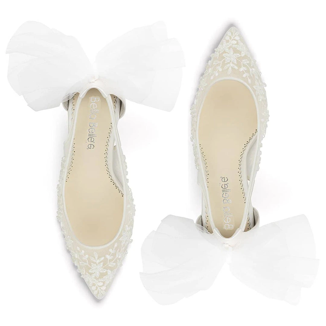 EDNA Floral Beaded Lace Slingback Wedding Shoes 5 EDNA Floral Beaded Lace Slingback Wedding Shoes