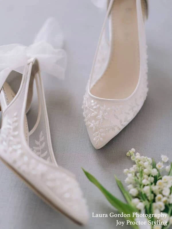 EDNA Floral Beaded Lace Slingback Wedding Shoes 6 EDNA Floral Beaded Lace Slingback Wedding Shoes