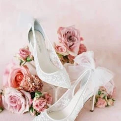 EDNA Floral Beaded Lace Slingback Wedding Shoes 16 EDNA Floral Beaded Lace Slingback Wedding Shoes