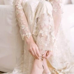 Blush Evening Shoes, Floral Wedding Shoes By Claire Pettibone