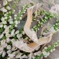 Blush Evening Shoes, Floral Wedding Shoes By Claire Pettibone