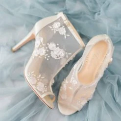 BELLE BY JOY PROCTOR Wedding Booties Flower Embroidered Boots