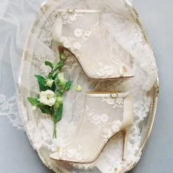 BELLE BY JOY PROCTOR Wedding Booties Flower Embroidered Boots 13 BELLE BY JOY PROCTOR Wedding Booties Flower Embroidered Boots