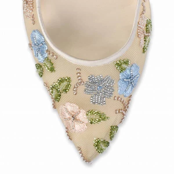 SIERRA Kitten Heels Flower Embroidered Shoes 5 SIERRA Kitten Heels Flower Embroidered Shoes