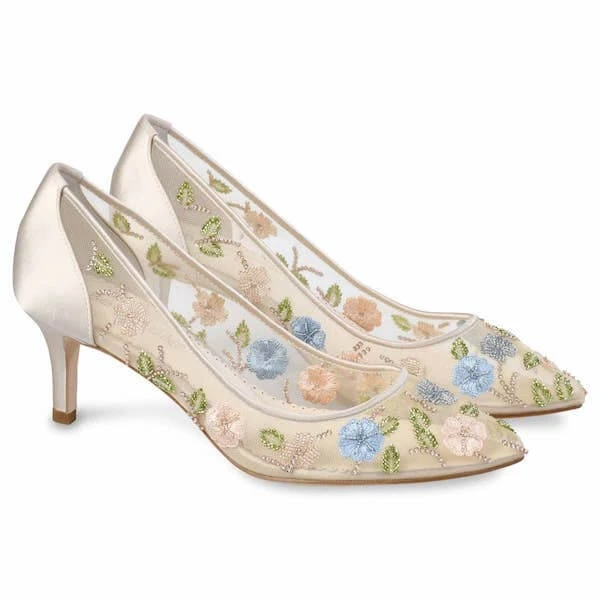 SIERRA Kitten Heels Flower Embroidered Shoes 1 SIERRA Kitten Heels Flower Embroidered Shoes