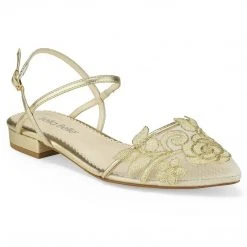 SHIRLEY GOLD Bridal Shoes Gold Flats For Wedding