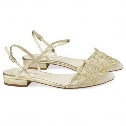 SHIRLEY GOLD Bridal Shoes Gold Flats For Wedding