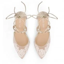 ANITA GOLD Evening & Bridal Gold Shoes Lace Floral Illusion Mesh Wedding 12 ANITA GOLD Evening & Bridal Gold Shoes Lace Floral Illusion Mesh Wedding