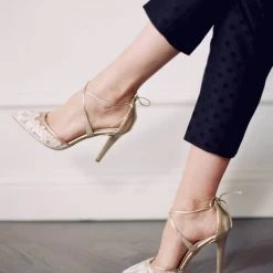 ANITA GOLD Evening & Bridal Gold Shoes Lace Floral Illusion Mesh Wedding 13 ANITA GOLD Evening & Bridal Gold Shoes Lace Floral Illusion Mesh Wedding