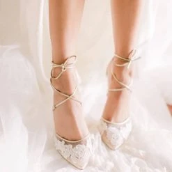 ANITA GOLD Evening & Bridal Gold Shoes Lace Floral Illusion Mesh Wedding 14 ANITA GOLD Evening & Bridal Gold Shoes Lace Floral Illusion Mesh Wedding