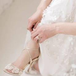 ANITA GOLD Evening & Bridal Gold Shoes Lace Floral Illusion Mesh Wedding 16 ANITA GOLD Evening & Bridal Gold Shoes Lace Floral Illusion Mesh Wedding