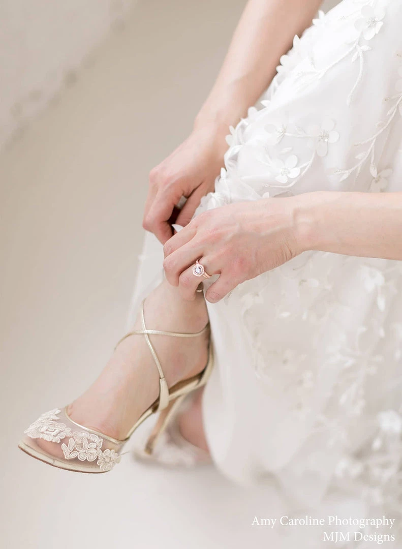 ANITA GOLD Evening & Bridal Gold Shoes Lace Floral Illusion Mesh Wedding 8 ANITA GOLD Evening & Bridal Gold Shoes Lace Floral Illusion Mesh Wedding