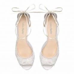 PAMELA Ivory Floral Lace Wedge Wedding Shoe
