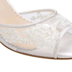 PAMELA Ivory Floral Lace Wedge Wedding Shoe