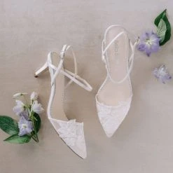 SERENA Flower Lace Wedding Shoes Low Heel