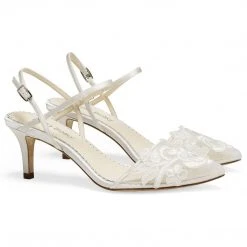 SERENA Flower Lace Wedding Shoes Low Heel