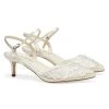 MINA Pearl Heels Ivory Lace Low Heel