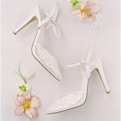 MAYA Ivory Lace And Pearl Wedding Heel
