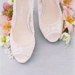EMILY Wedding Ivory Lace Peep Toe Pump