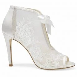 NIKKI IVORY Ivory Ribbon Tie Lace Embroidered Bootie 10 NIKKI IVORY Ivory Ribbon Tie Lace Embroidered Bootie