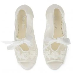 NIKKI IVORY Ivory Ribbon Tie Lace Embroidered Bootie 12 NIKKI IVORY Ivory Ribbon Tie Lace Embroidered Bootie