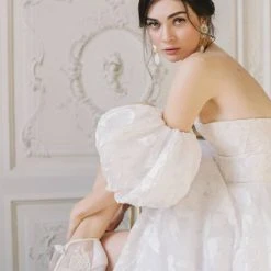 NIKKI IVORY Ivory Ribbon Tie Lace Embroidered Bootie 14 NIKKI IVORY Ivory Ribbon Tie Lace Embroidered Bootie