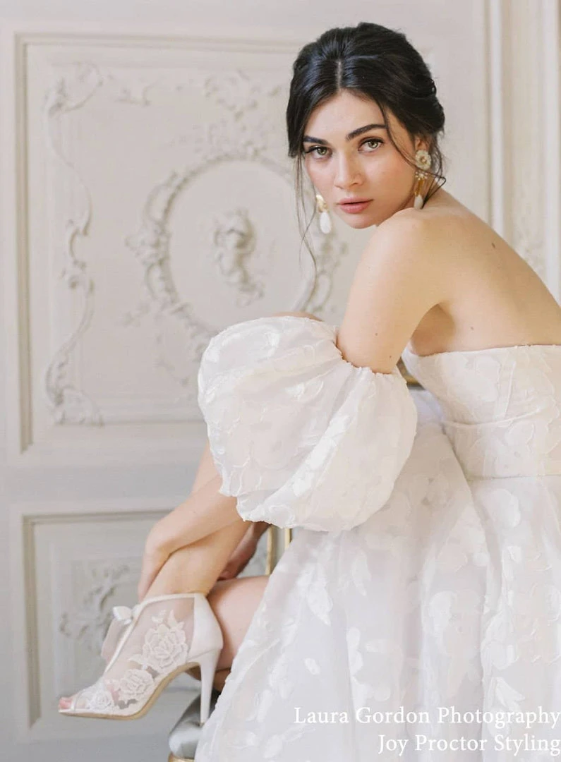 NIKKI IVORY Ivory Ribbon Tie Lace Embroidered Bootie 7 NIKKI IVORY Ivory Ribbon Tie Lace Embroidered Bootie