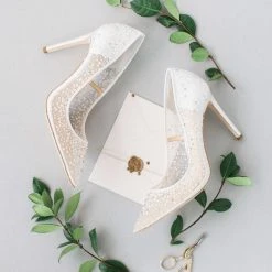 ELSA IVORY Wedding Sequin Heels Ivory Crystal Studded High Heels