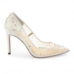 ELSA IVORY Wedding Sequin Heels Ivory Crystal Studded High Heels