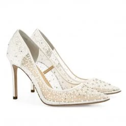 ELSA IVORY Wedding Sequin Heels Ivory Crystal Studded High Heels