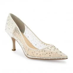 EVELYN IVORY Sparkly Ivory Kitten Heels With Sequins & Crystals Wedding
