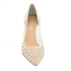 EVELYN IVORY Sparkly Ivory Kitten Heels With Sequins & Crystals Wedding