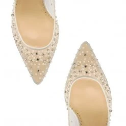 EVELYN IVORY Sparkly Ivory Kitten Heels With Sequins & Crystals Wedding