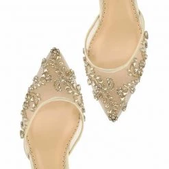 FRANCES GOLD Wedding Champagne Gold Kitten Heels With Crystals